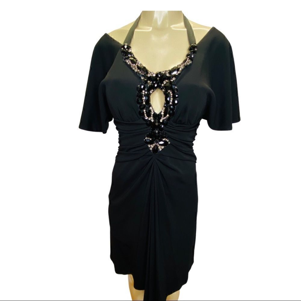 Badgley Mischka Jewel Neck off the  Shoulder  dress